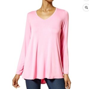 HUE Long Sleeve VNeck Tunic in Wild Rose